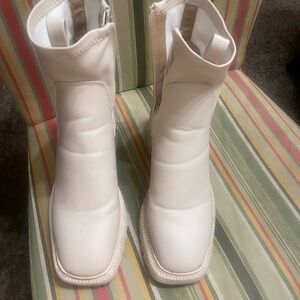 Creme Faux Leather boots Size 10M